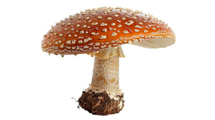 Obraz premium A large mushroom with brown spots sits on a white background