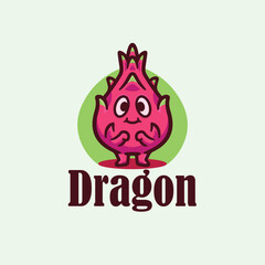 Obraz premium Dragon fruit character cartoon mascot logo design