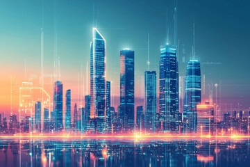 Futuristic Cityscape with Neon Lights