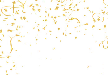 Colorful bright confetti isolated on transparent background. Festive vector illustration , serpentine, gold confetti.for card, party, design, flyer, poster, decor, banner,