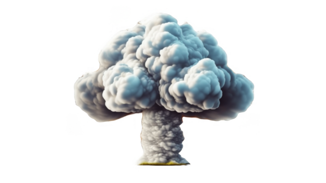 A large cloud of smoke is depicted in the image
