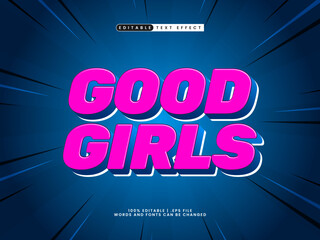good girls editable text effect in kids and simple text style