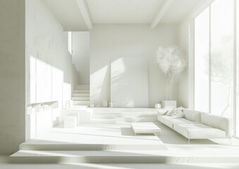 Minimalist White Living Room with Modern Decor