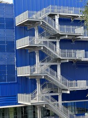 steel staircase structure outside the building, fire escape stair steel.