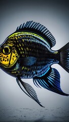 Obraz premium Colorful beautiful fish silhouette neon line, beautiful silhouette