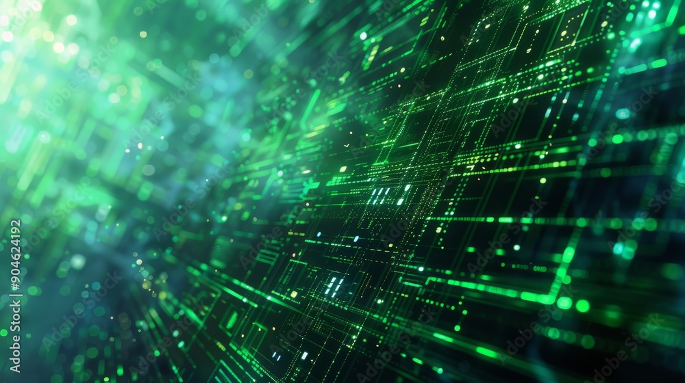 Poster discover futuristic aspects of digital data network with intricate patterns and innovations