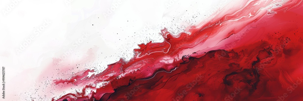 Wall mural a dynamic red abstract flow art piece set on a crisp white background with engaging aesthetics