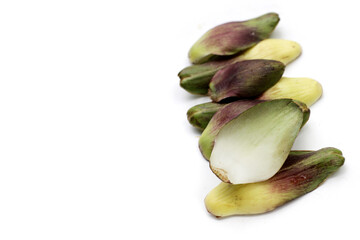 Fresh green purple artichoke petals