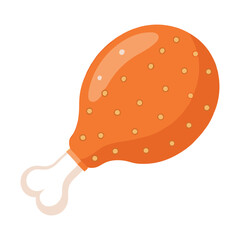 fried chicken leg flat vector illustration logo icon clipart
