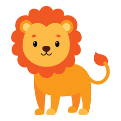 Fototapeta premium Baby Lion Funny friendly greeting lion for kids and children, African humorous safari animal mascot Minimalist, illustration, minimalist art, vector illustration, 