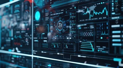 Fototapeta premium An advanced AI diagnostic system in action, analyzing complex medical data with real-time feedback on high-definition screens.