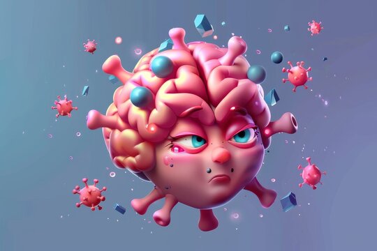 Surreal brain with exploding fireworks represents the explosive potential of creative thoughts.