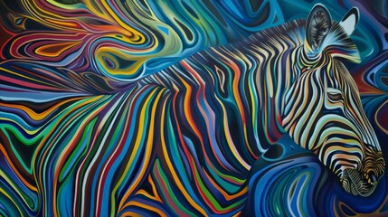 Fototapeta premium An abstract surreal illustration of a zebra in vibrant colors.