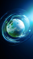 Digital technology flow blue earth abstract graphic poster background