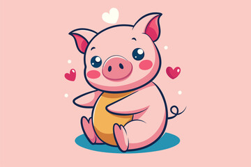 cute baby pig vector vector.eps
