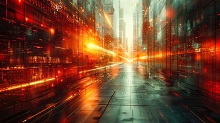 Blurred Car Traffic in City at Sunset - Urban Motion and Light