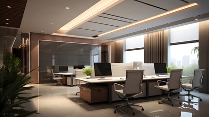 Contemporary Office with Wooden Features