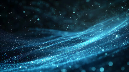 This abstract image features a vibrant light beam, surrounded by moving particles, evoking a futuristic aura.