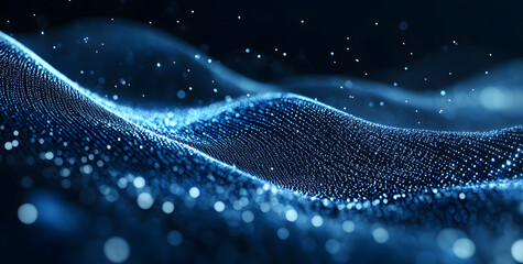 This abstract image features a vibrant light beam, surrounded by moving particles, evoking a futuristic aura.