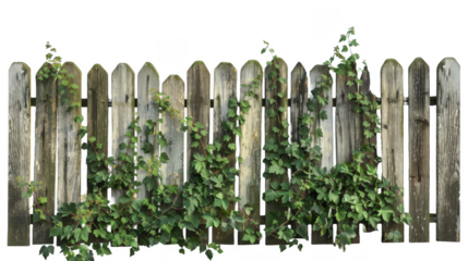 A wooden fence covered in green ivy