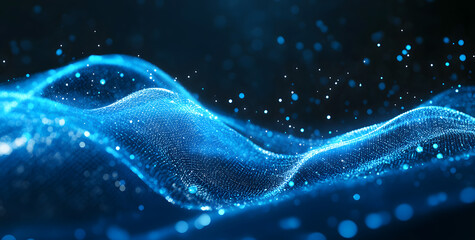 This abstract image features a vibrant light beam, surrounded by moving particles, evoking a futuristic aura.