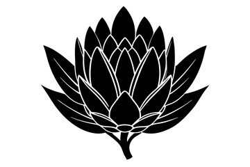 
king protea flower vector silhouette, vector black king protea silhouette, king protea flower icon
