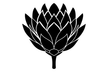 
king protea flower vector silhouette, vector black king protea silhouette, king protea flower icon
