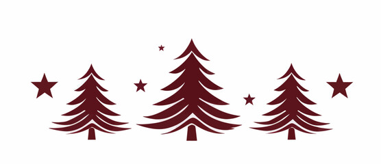 Fototapeta premium Holiday Vector Art: Burgundy Christmas Trees