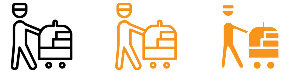 Bellboy with Luggage Cart Icon for Hotel Services