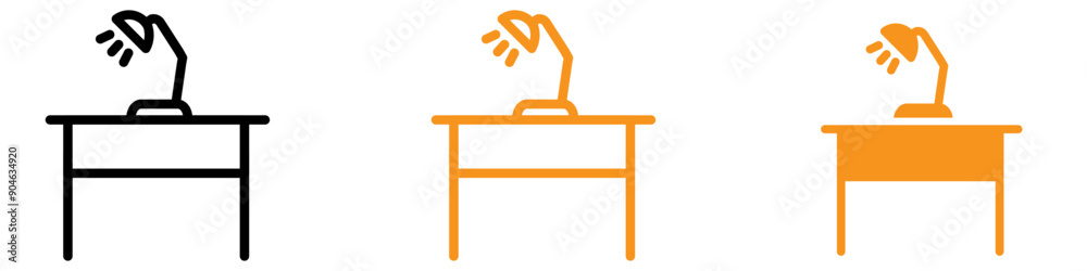 Poster organized desk with lamp icon for office and workspace themes essential for productivity and home of