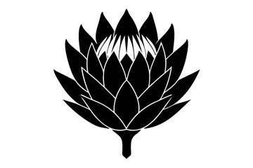 
king protea flower vector silhouette, vector black king protea silhouette, king protea flower icon
