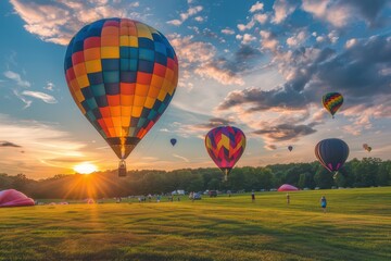 Obraz premium Balloon festival with hot air balloons in the sky