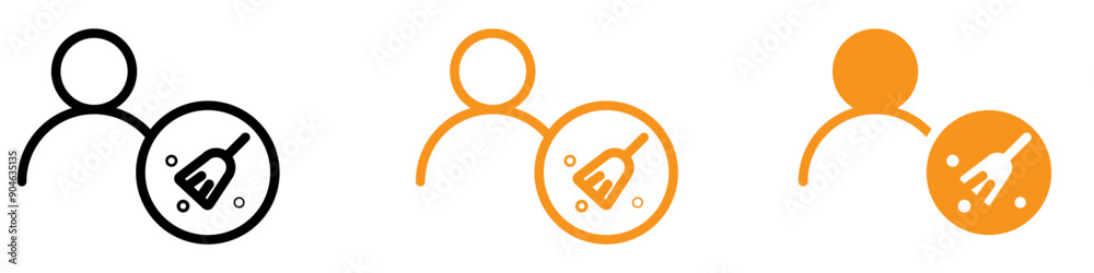 Poster dedicated janitor icon for cleaning and maintenance graphics ideal for representing janitorial servi