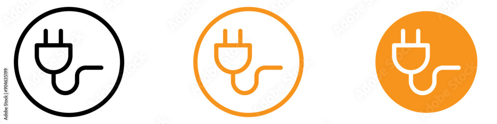Poster functional electrical plug icon for power and connectivity graphics crucial for representing electri