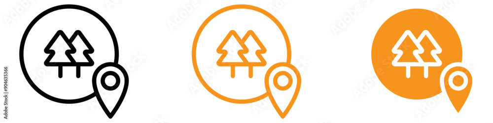 Poster scenic park forest location map icon for outdoor and environmental graphics perfect for representing