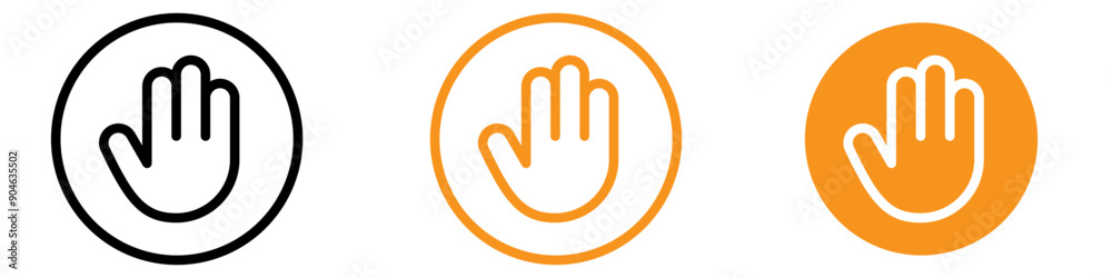 Poster cautionary stop sign with hand icon for traffic and safety graphics essential for representing stop 