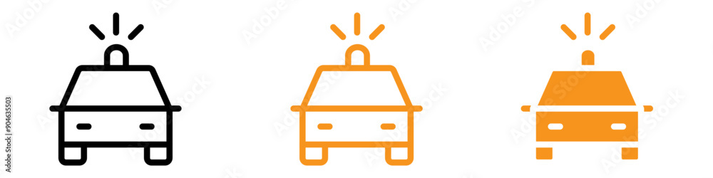 Poster alert flashing police car icon for emergency and law enforcement graphics essential for representing