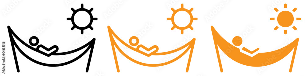 Aufkleber relaxed person relaxing on hammock icon for leisure and vacation graphics ideal for representing rel