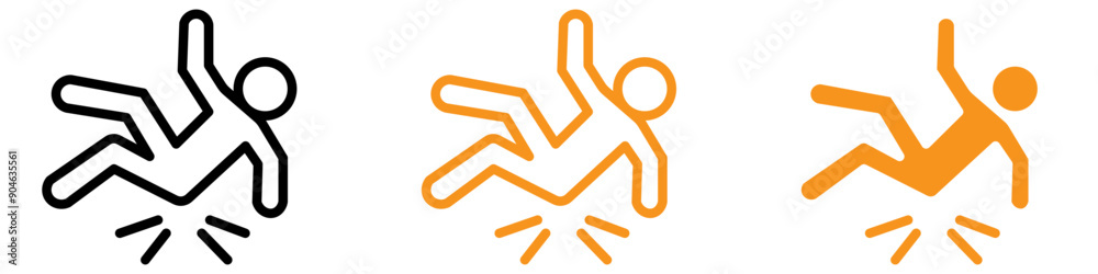 Poster clumsy man tripping icon for humor and accident prevention graphics perfect for representing trippin