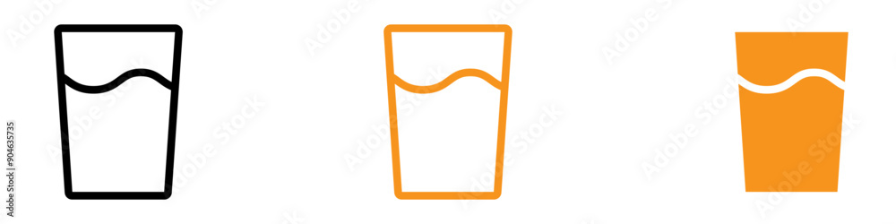 Poster refreshing glass of water icon for hydration and health graphics essential for representing drinking