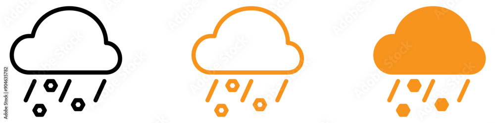 Poster severe hail icon for weather and meteorology graphics essential for representing hailstorms and seve