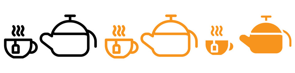 Steaming Teapot with Teabag on Cup Icon for Tea and Beverage Graphics Perfect for Representing Tea Service and Hot Beverages