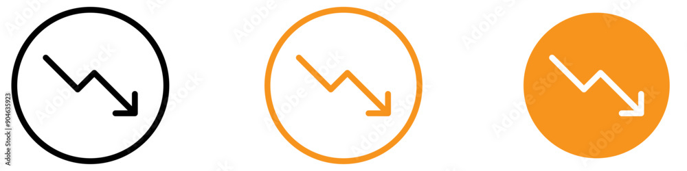 Aufkleber Directional Red Down Arrow Icon for Navigation and Indicators Graphics Essential for Representing Downward Movement and Directions