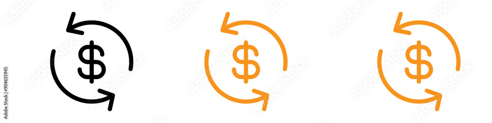 Poster financial refund money icon for transactions and customer service graphics essential for representin