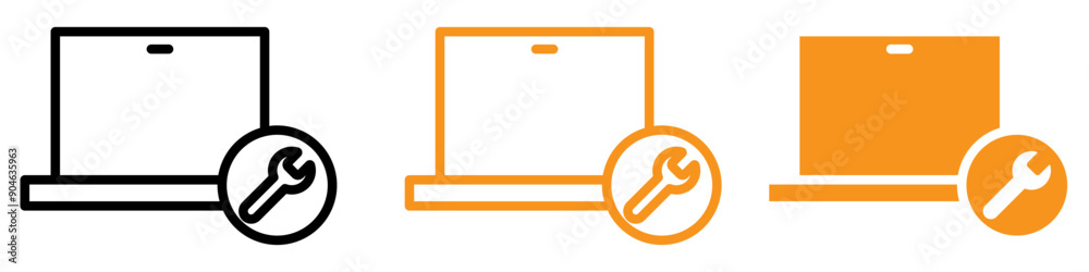Aufkleber Technical Repairing Laptop Icon for Technology and IT Services Graphics Perfect for Representing Laptop Repairs and Technical Support
