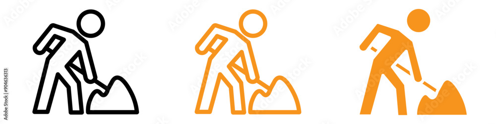 Poster Hardworking Worker Digging Icon for Construction and Labor Graphics Essential for Representing Manual Labor and Construction Work