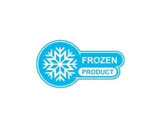 Frozen food product icon with snowflake ice crystal for fresh food package, vector emblem. Frozen product food label for fresh refrigerated meat, fish and seafood or keep cold sign for frost products