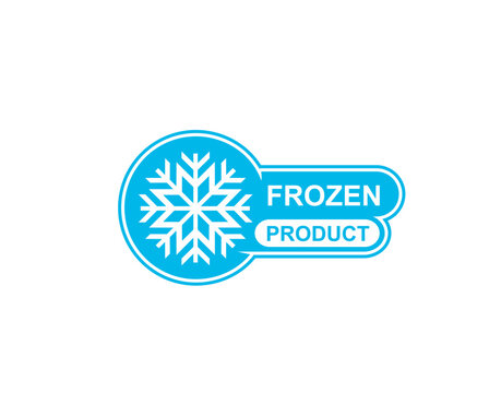Frozen food product icon with snowflake ice crystal for fresh food package, vector emblem. Frozen product food label for fresh refrigerated meat, fish and seafood or keep cold sign for frost products