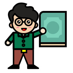 male teacher is holding a book