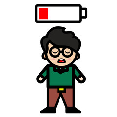 
the male teacher is tired